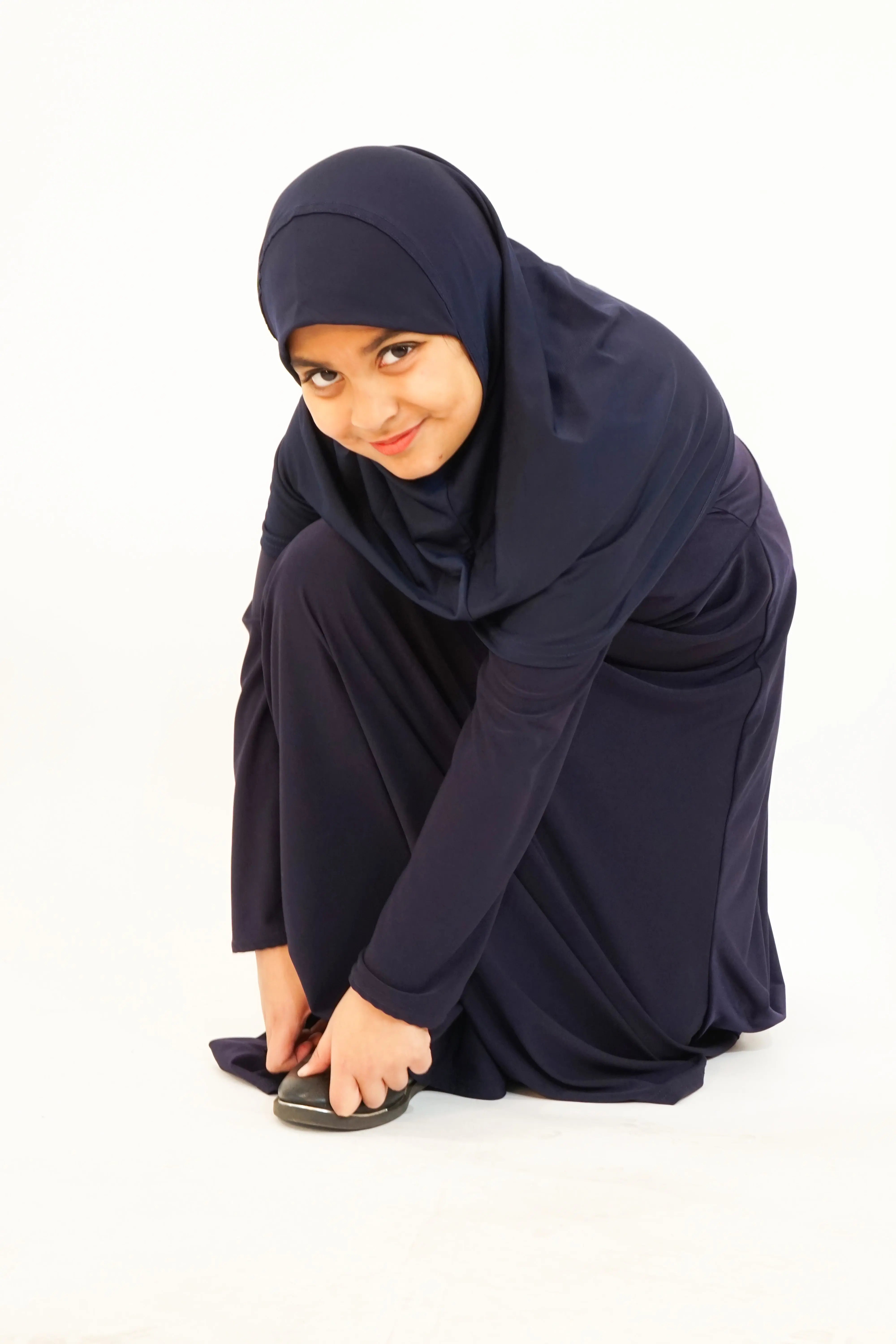 Girls Jersey Abaya Navy almanaar Islamic Store