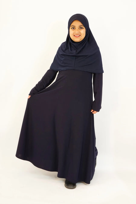 Girls Jersey Abaya Navy almanaar Islamic Store