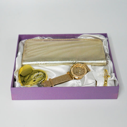 Ladies Gift Set Watch|Perfume|Bracelet|Clutch