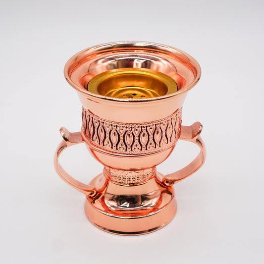 Traditional Arabic Rose Gold Metal Bakhoor Burner Trophy Style