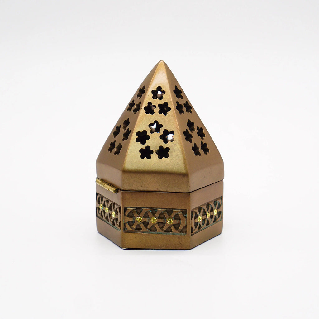 Small Pyramid Metal Bakhoor Burner - almanaar Islamic Store