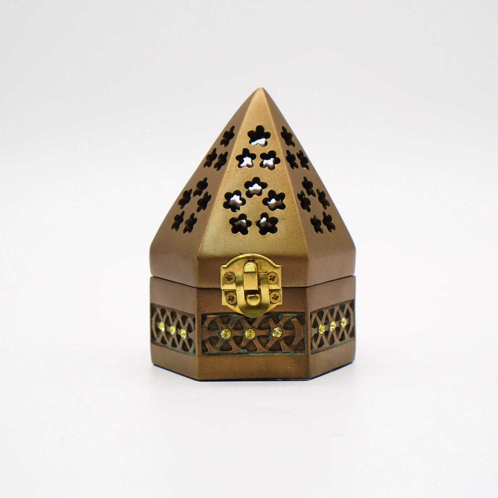 Small Pyramid Metal Bakhoor Burner - almanaar Islamic Store