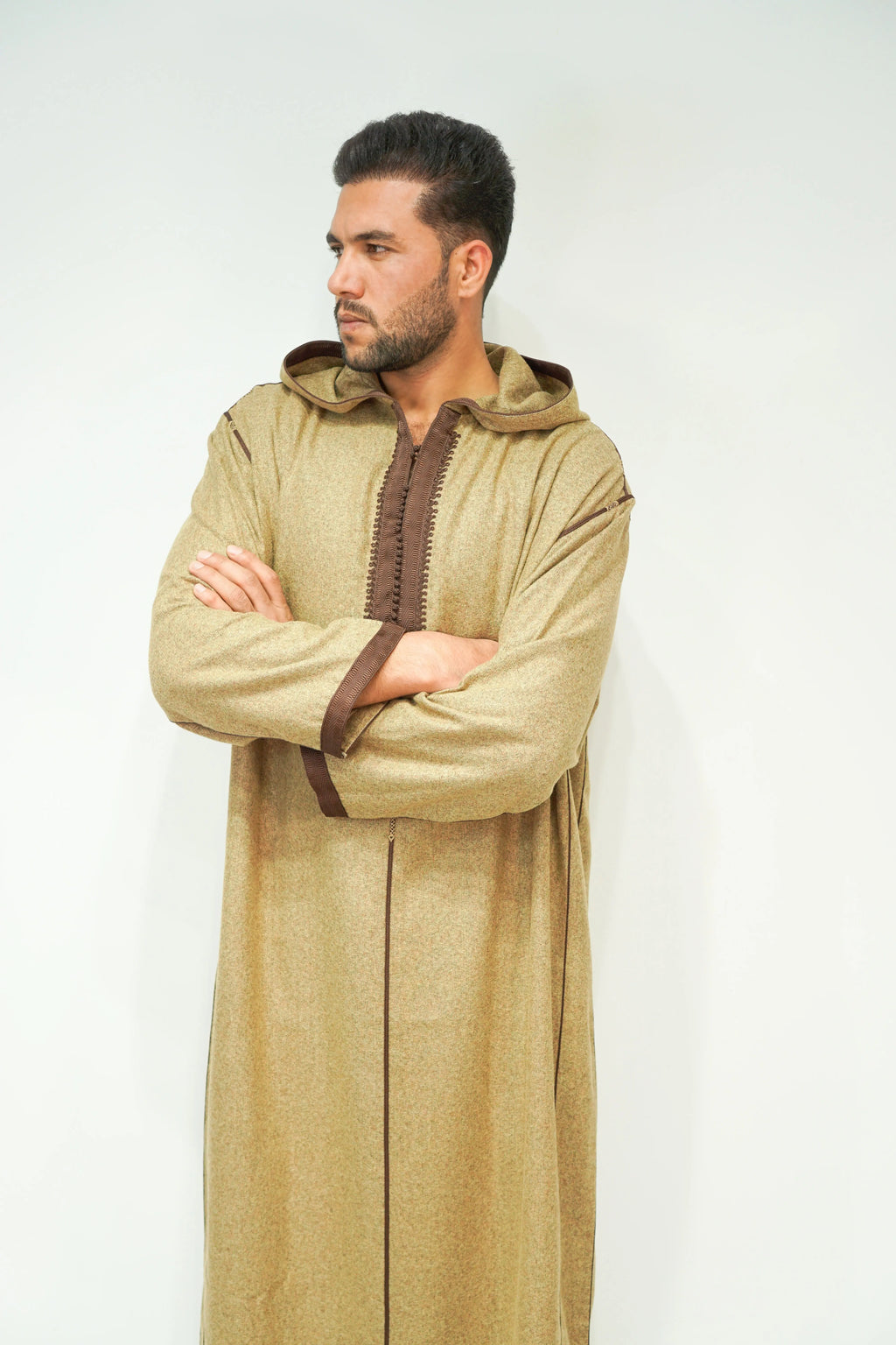 Gold Premium Moroccan Winter Hoodie Thobe - almanaar Islamic Store