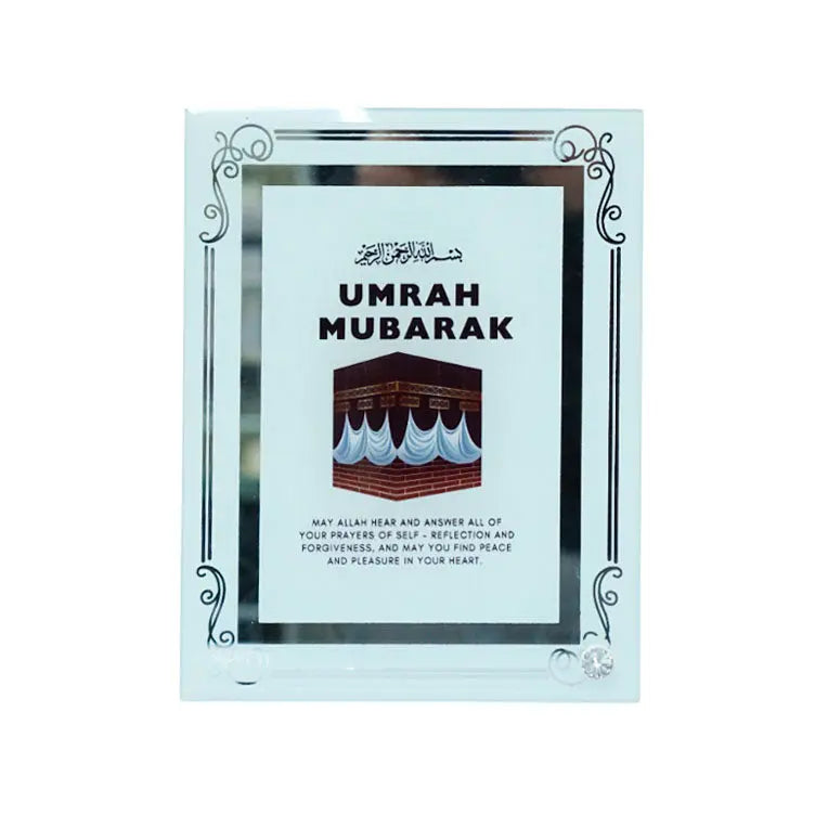 Umrah Mubarak Plaque Glass Body almanaar Islamic Store