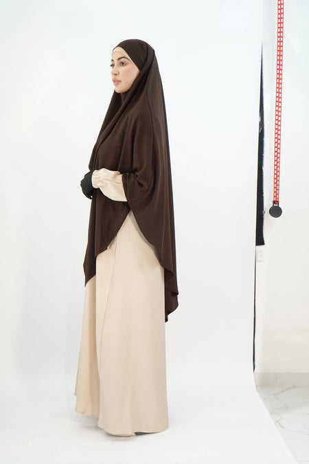 Hurrem Turkish Khimar with Niqab – Modina Silk Brown almanaar Islamic Store