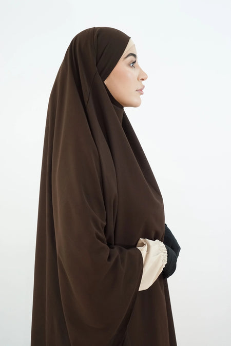 Hurrem Turkish Khimar with Niqab – Modina Silk Brown almanaar Islamic Store