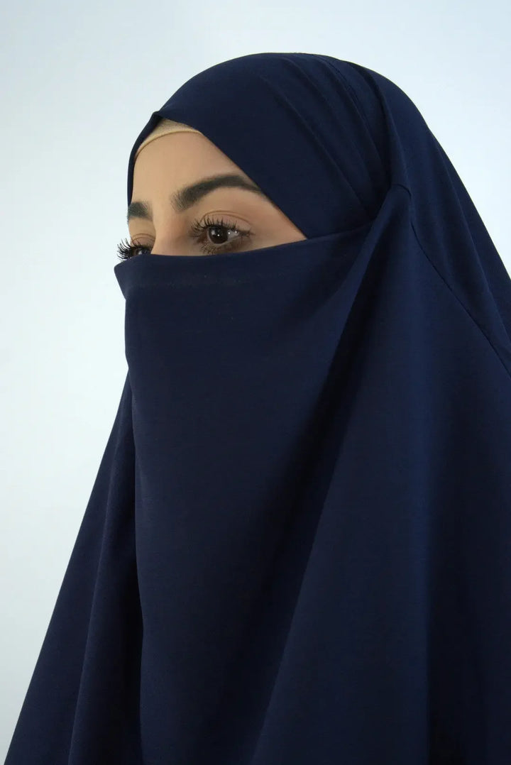 Hurrem Turkish Khimar with Niqab – Modina Silk Navy - Almanaar Islamic ...