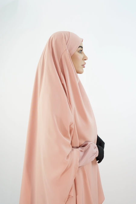 Hurrem Turkish Khimar with Niqab – Modina Silk Nude Pink almanaar Islamic Store