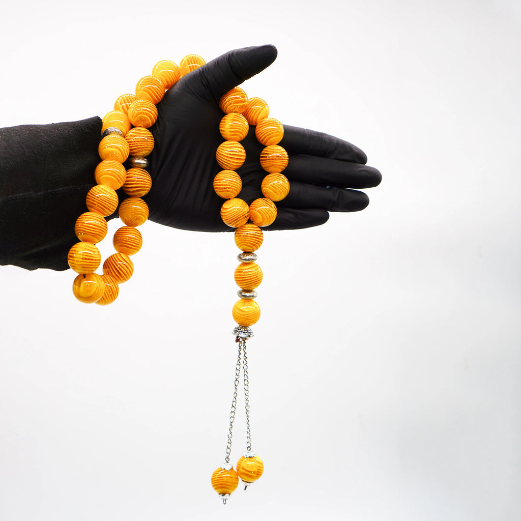 XL Acrylic Prayer Tasbeeh 35 Beads Melon Yellow - almanaar Islamic Store