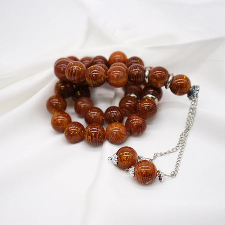 XL Acrylic Prayer Tasbeeh 35 Beads Light Brown - almanaar Islamic Store