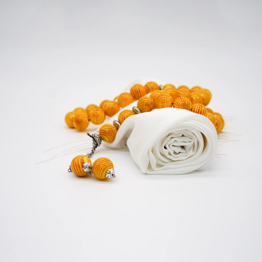 XL Acrylic Prayer Tasbeeh 35 Beads Melon Yellow - almanaar Islamic Store