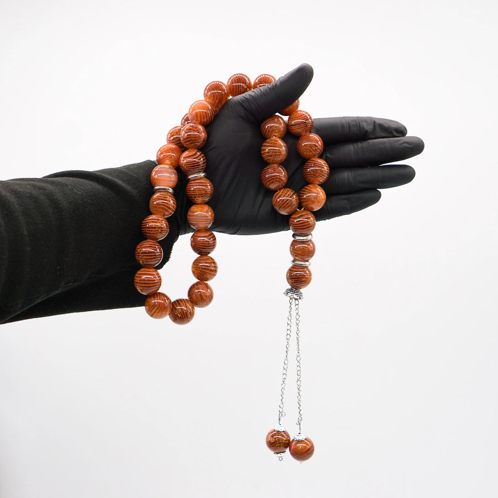 XL Acrylic Prayer Tasbeeh 35 Beads Light Brown - almanaar Islamic Store