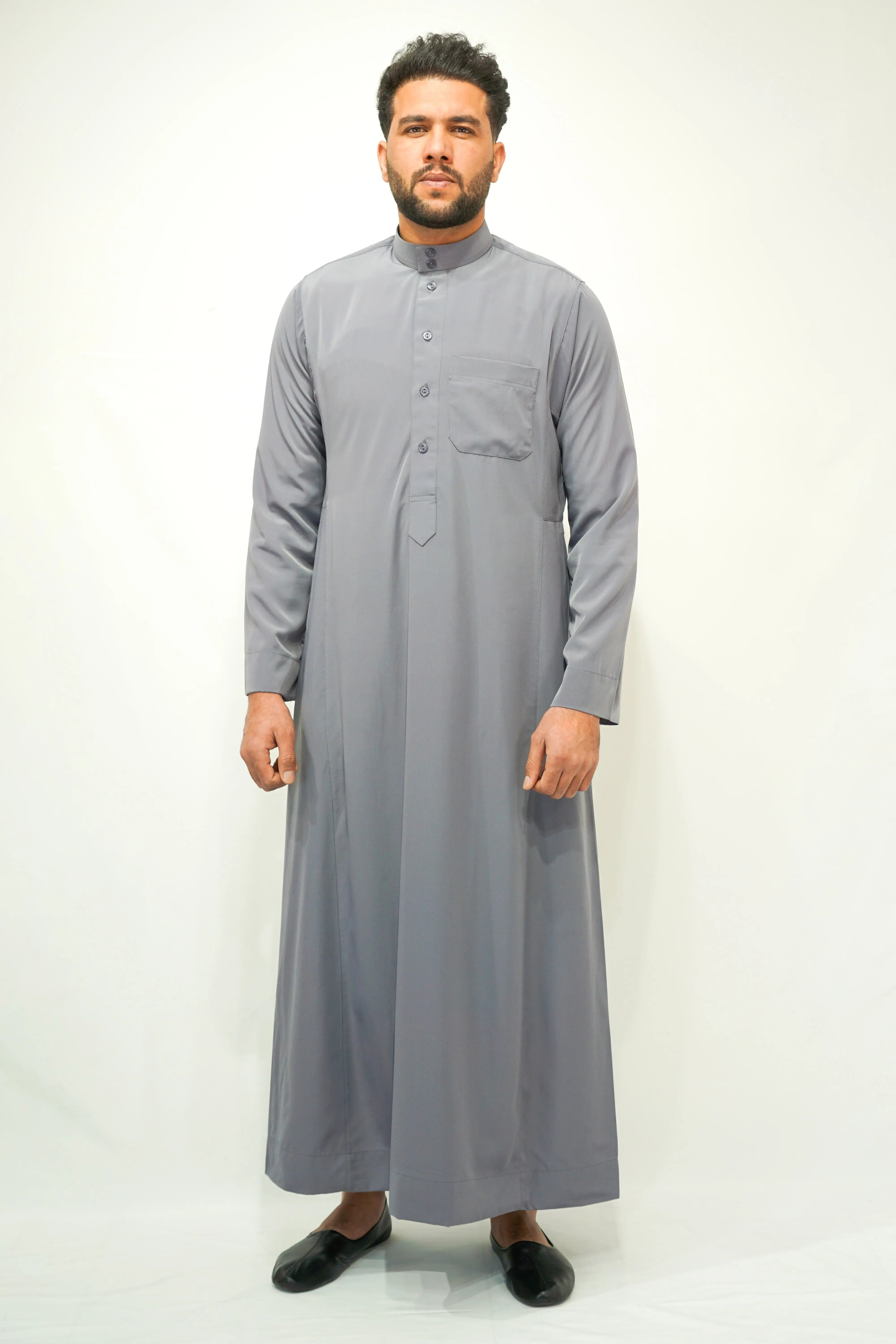 Plain Classic Saudi Thobe With Collar (4 Colours) - almanaar Islamic Store