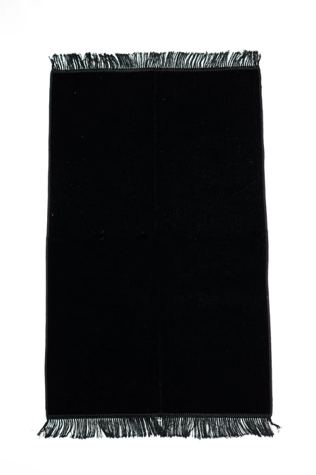 Velvet Islamic Prayer Rug - Black Solid Simple - almanaar Islamic Store