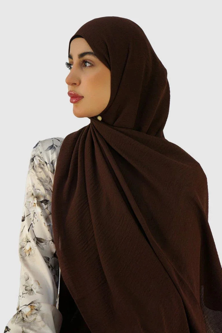 Premium Chiffon Hijab – Dark Brown - almanaar Islamic Store