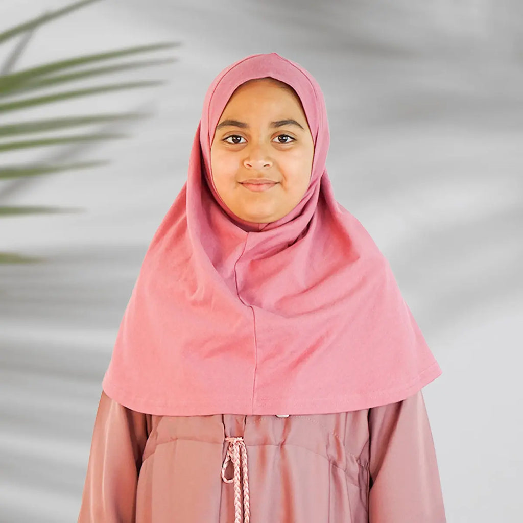 Children’s Plain Cotton Pull-On Hijab Dusty Pink almanaar Islamic Store