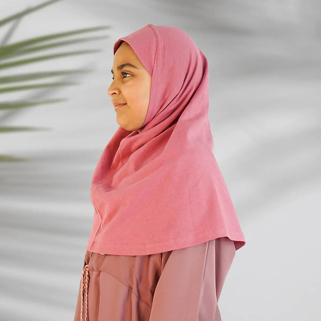 Children’s Plain Cotton Pull-On Hijab Dusty Pink almanaar Islamic Store