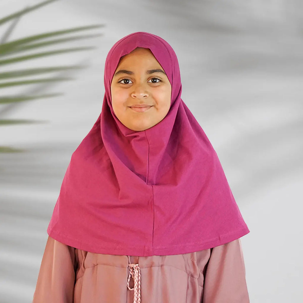 Children’s Plain Cotton Pull-On Hijab Fuchia almanaar Islamic Store