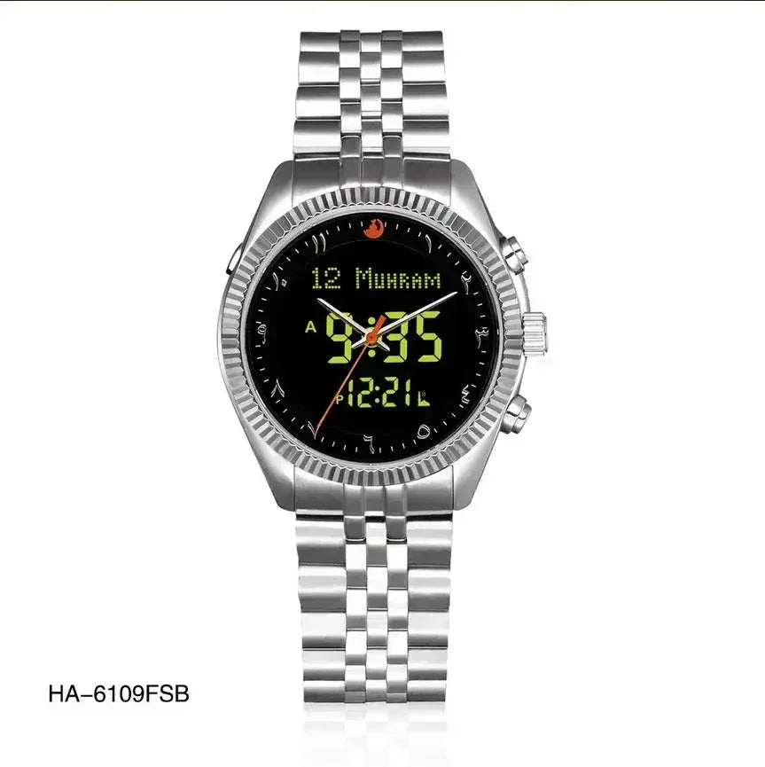 Al Harameen Azan Watch for Men – HA-6109FSB - almanaar Islamic Store