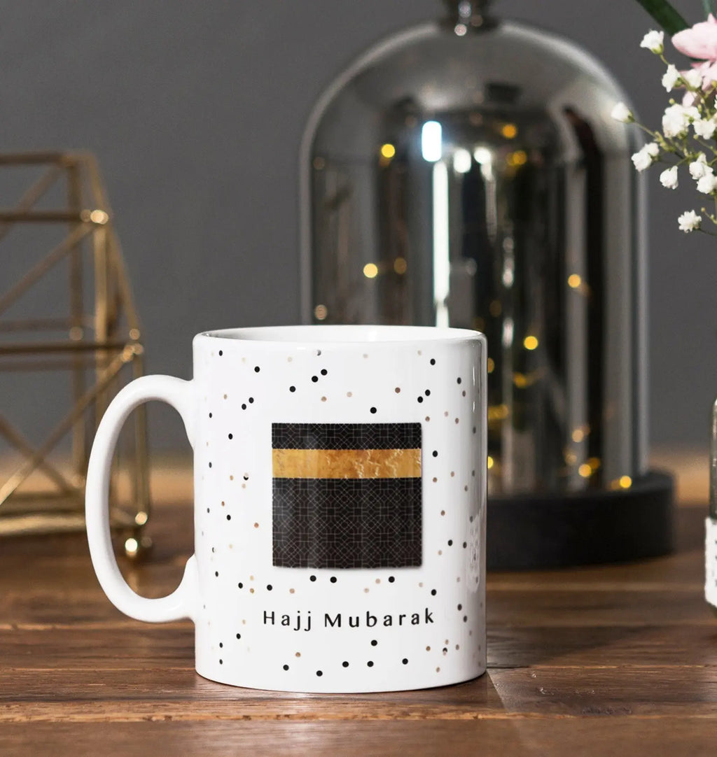 Hajj Mubarak Dotted Ceramic Mug - almanaar Islamic Store