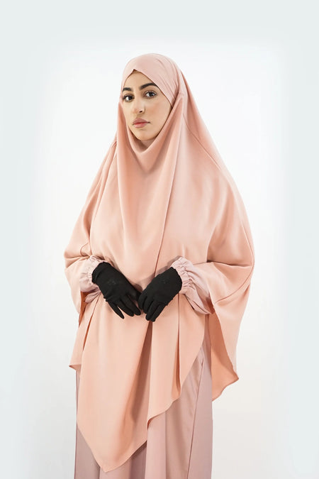 Hurrem Turkish Khimar with Niqab – Modina Silk Nude Pink almanaar Islamic Store