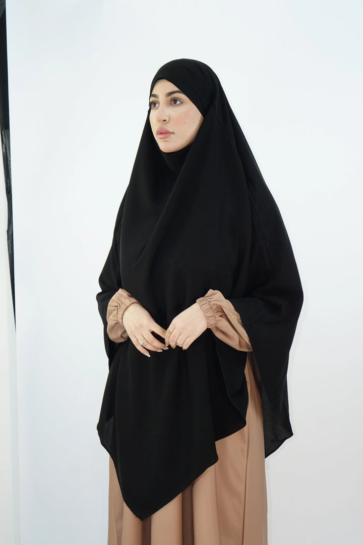 Hurrem Turkish Khimar with Niqab – Modina Silk Black - Almanaar Islamic ...