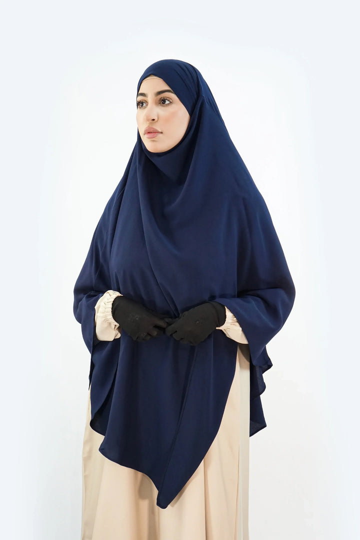 Hurrem Turkish Khimar with Niqab – Modina Silk Navy - Almanaar Islamic ...