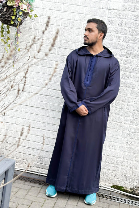 Moroccan Malifa Winter Thobe Navy Blue Malifa