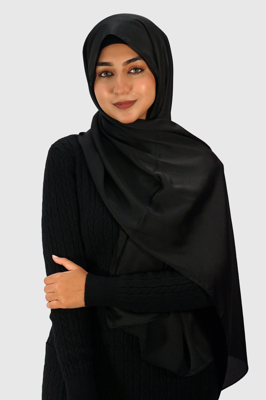 Luxury Satin Hijab – Black - almanaar Islamic Store