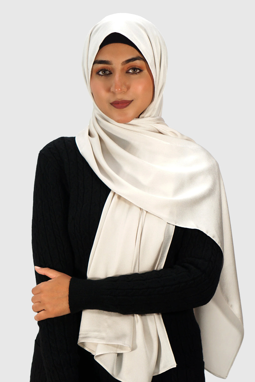 Luxury Satin Hijab – Off-White - almanaar Islamic Store