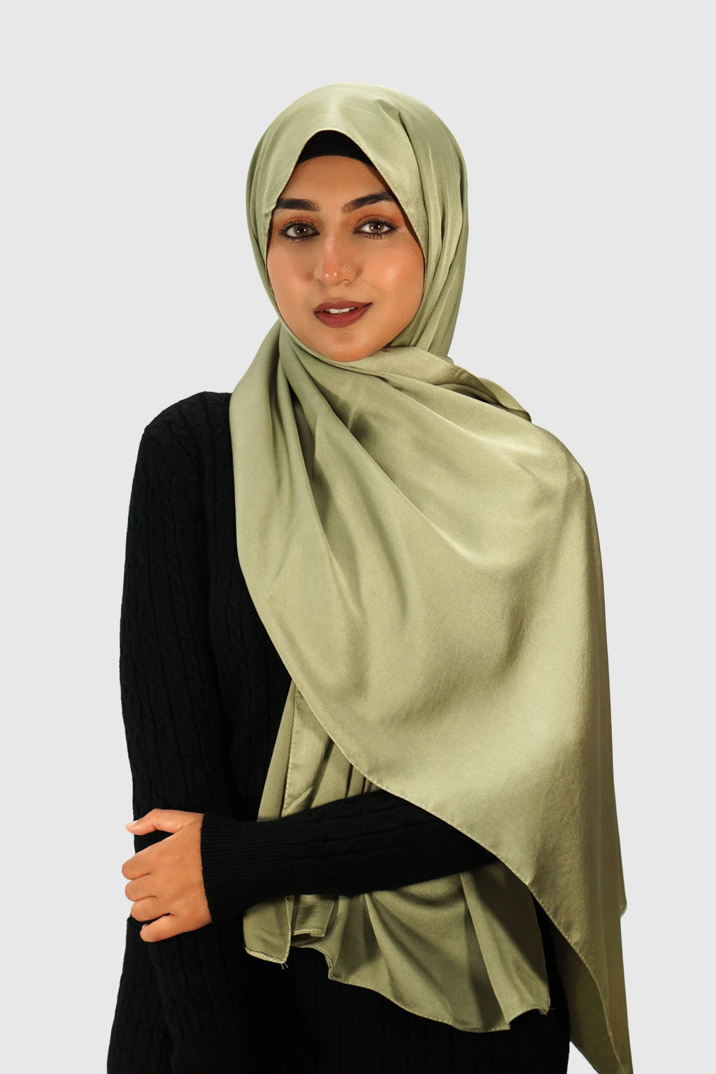 Luxury Satin Hijab – Olive Green - almanaar Islamic Store