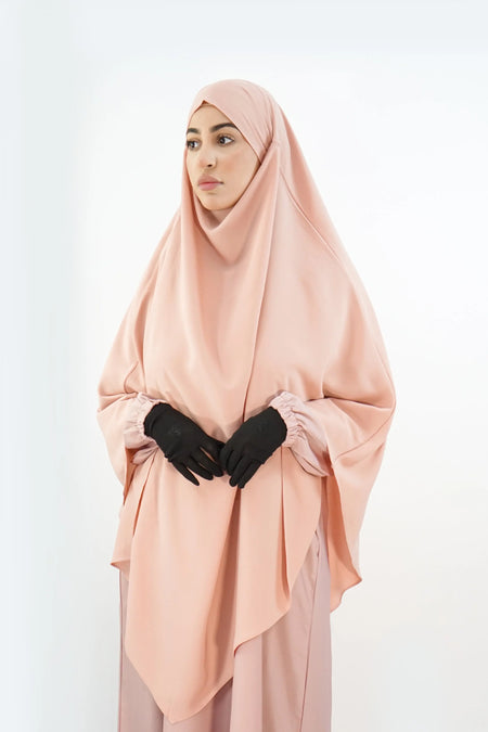 Hurrem Turkish Khimar with Niqab – Modina Silk Nude Pink almanaar Islamic Store