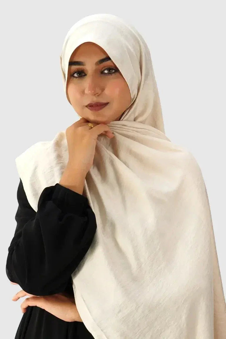 Blend Cotton Hijab – Off White - almanaar Islamic Store