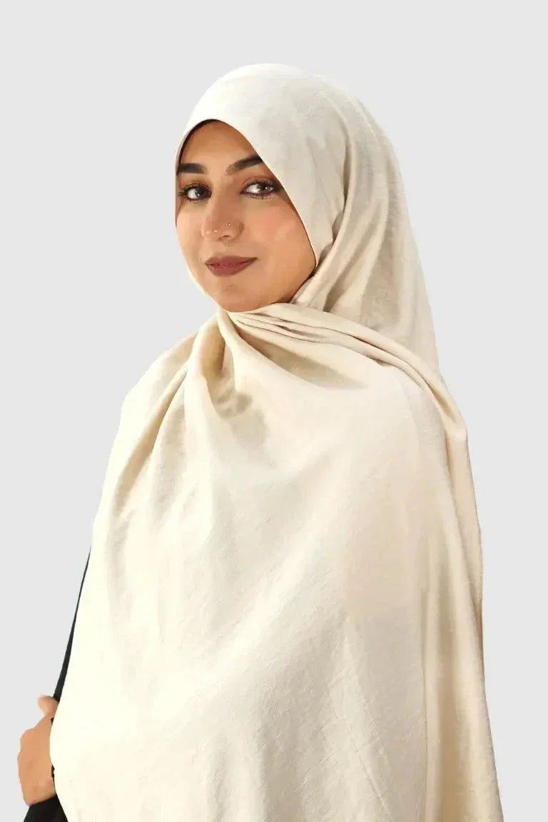 Blend Cotton Hijab – Off White - almanaar Islamic Store