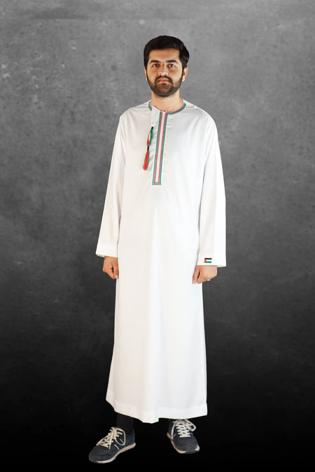 Palestine Inspired Emirati Tassel Thobe | Almanaar Islamic Store