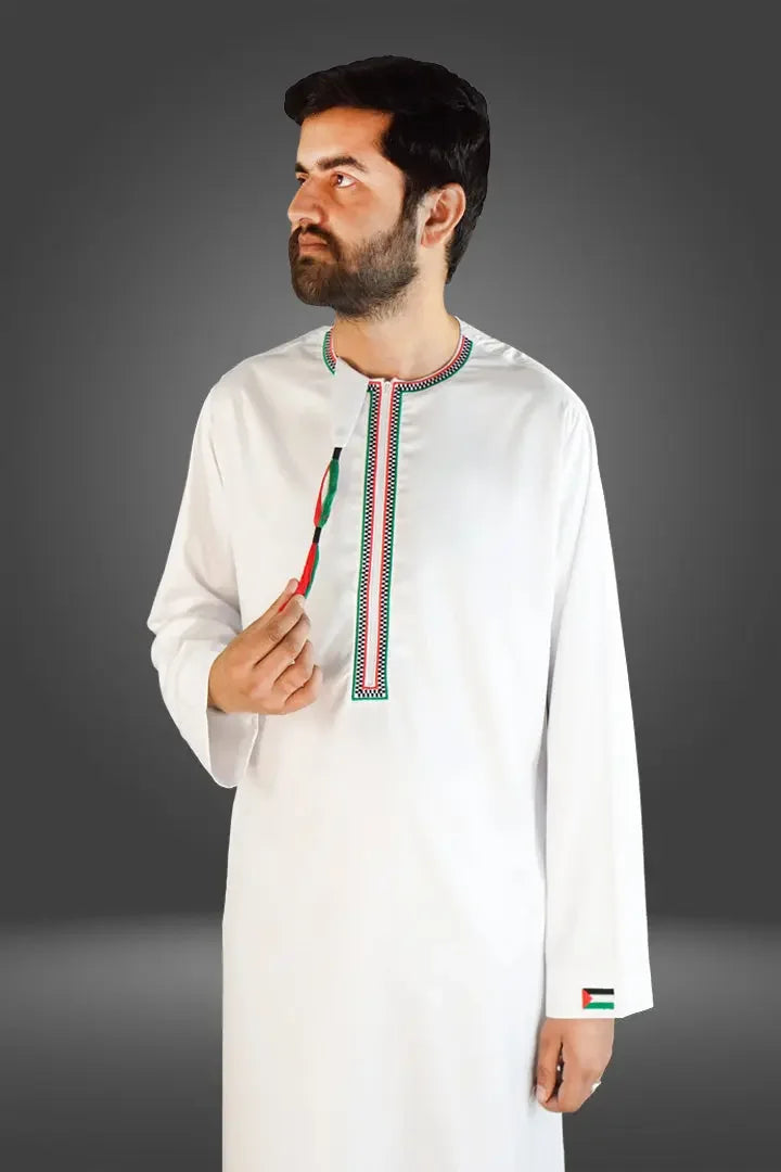 Palestine Inspired Emirati Tassel Thobe - almanaar Islamic Store
