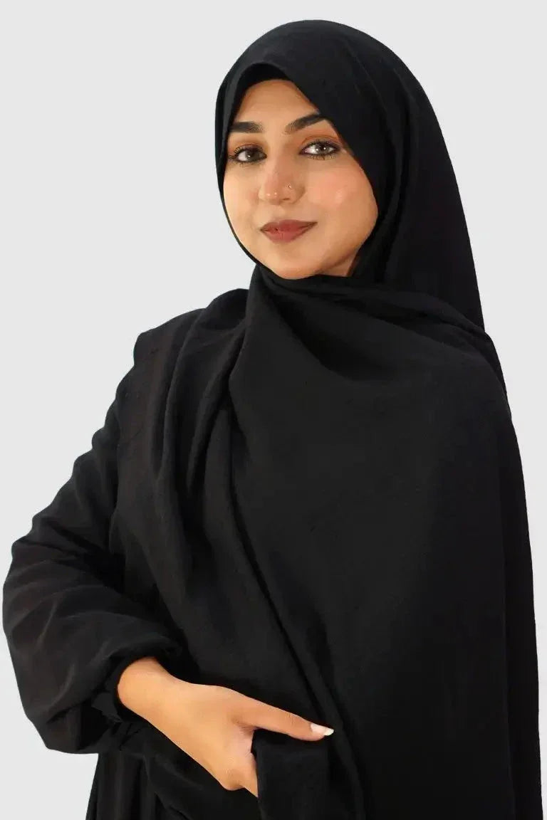 Blend Cotton Hijab – Black - almanaar Islamic Store