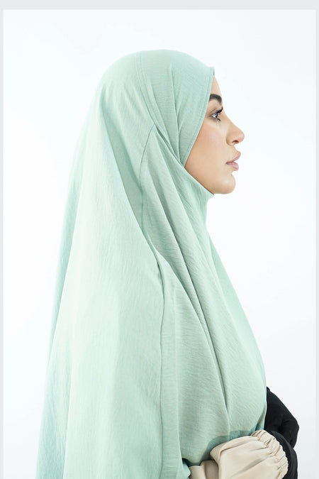 Elegant Long Khimar – Seaway Fabric in Mint almanaar Islamic Store