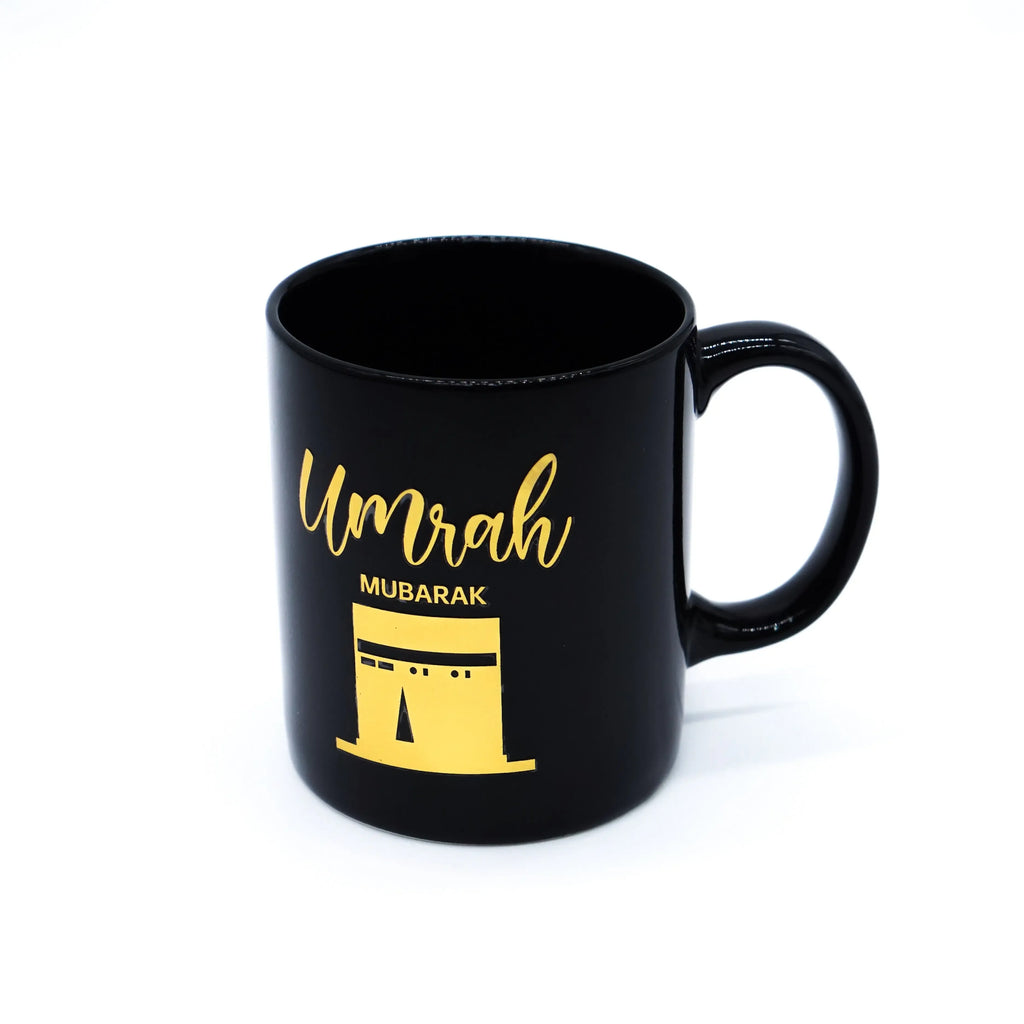 Umrah Mubarak Black Ceramic Mug – 350ml | Elegant Islamic Gift Cup - almanaar Islamic Store