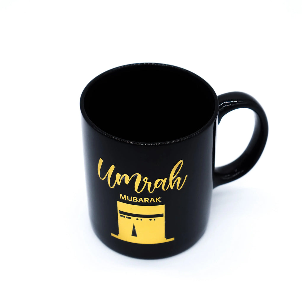 Umrah Mubarak Black Ceramic Mug – 350ml | Elegant Islamic Gift Cup - almanaar Islamic Store