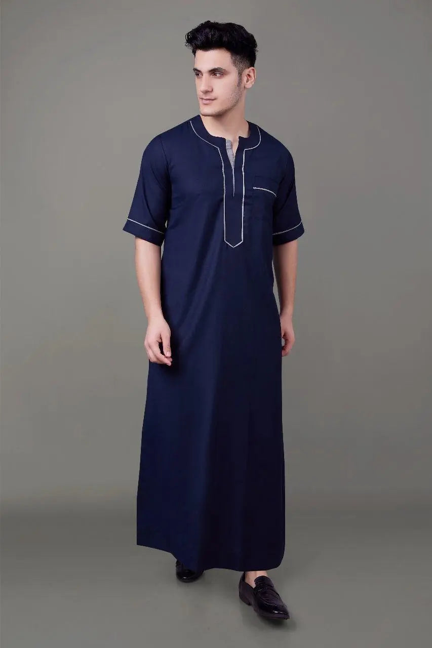 Summer Special Short-Sleeve Thobe Navy - almanaar Islamic Store