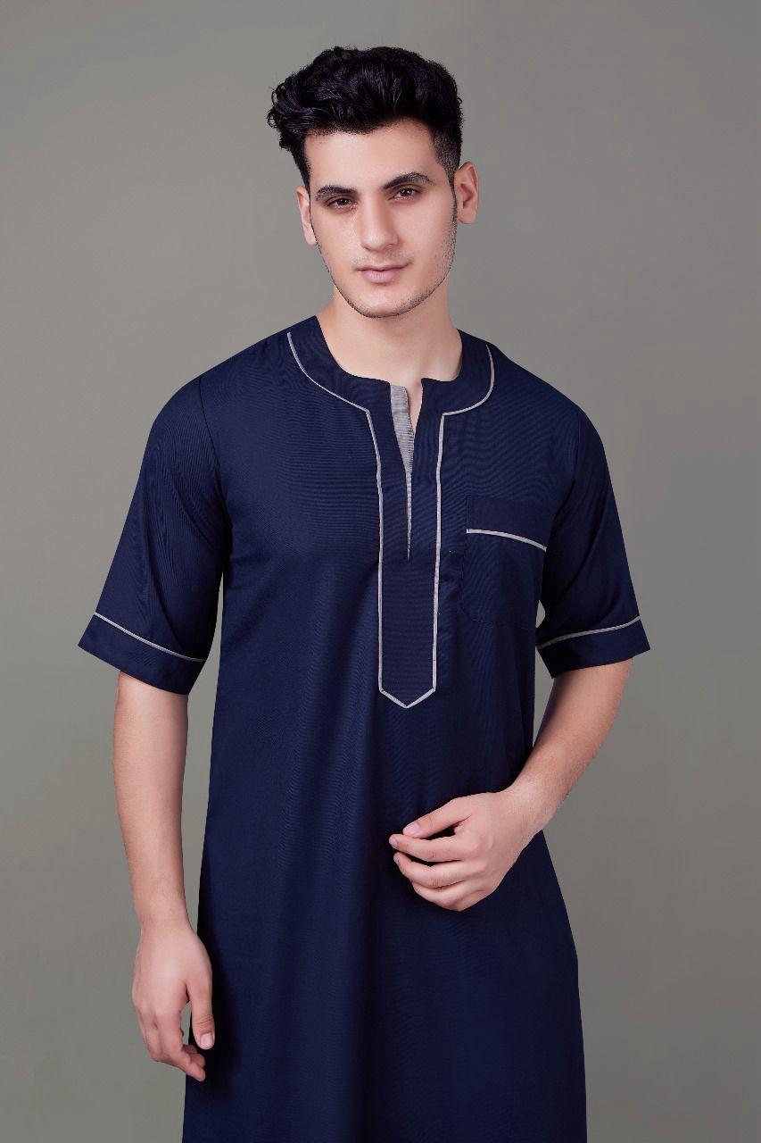 Summer Special Short-Sleeve Thobe Navy - almanaar Islamic Store