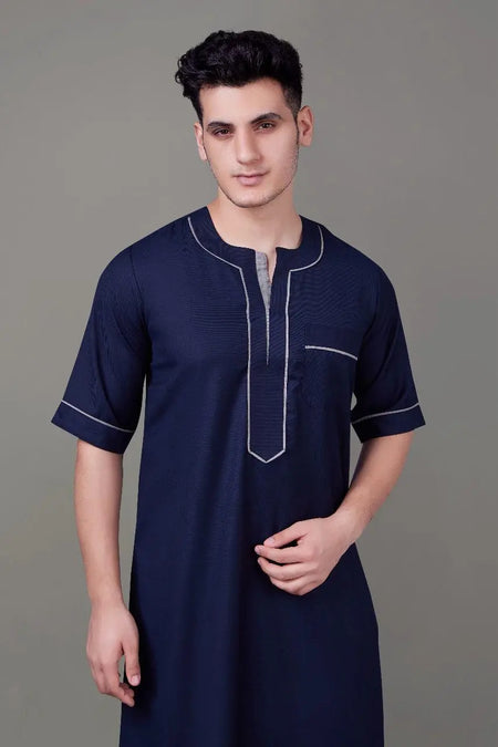 Summer Special Short-Sleeve Thobe Navy - almanaar Islamic Store