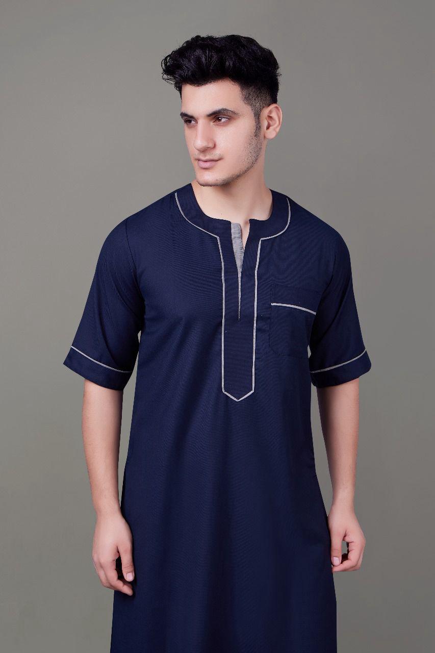 Summer Special Short-Sleeve Thobe Navy - almanaar Islamic Store