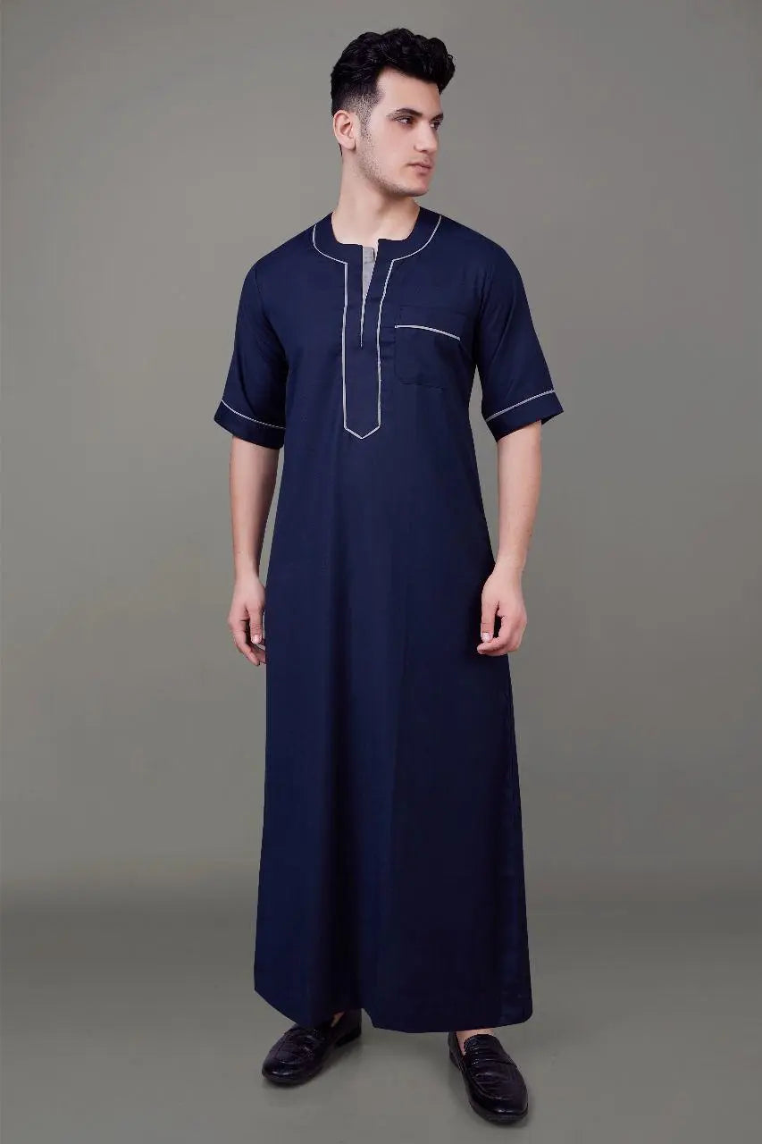 Summer Special Short-Sleeve Thobe Navy - almanaar Islamic Store