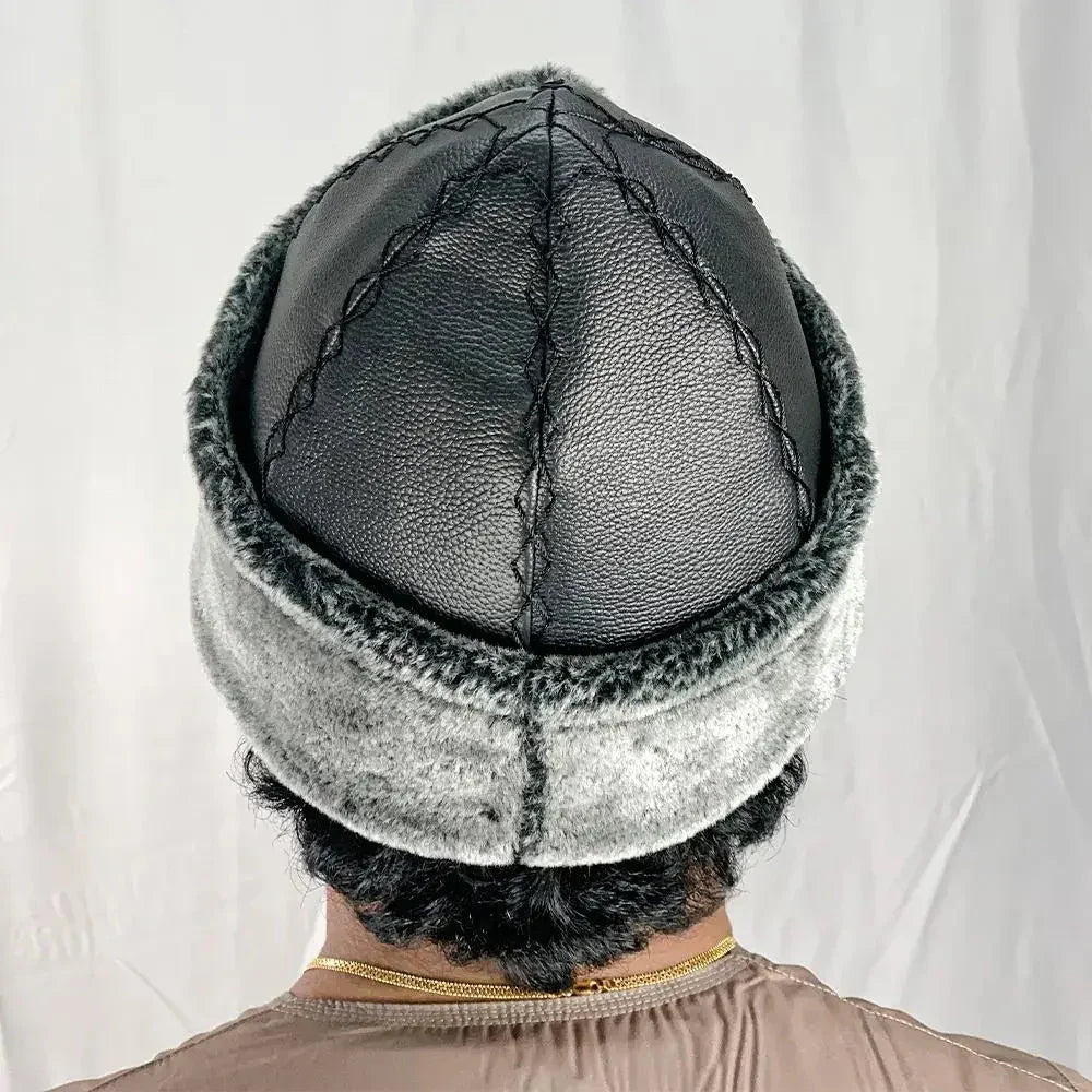 Adult Men Hat IYI Ertugrul Alp Hat with Faux Fur and Silver Logo - Almanaar Islamic Store