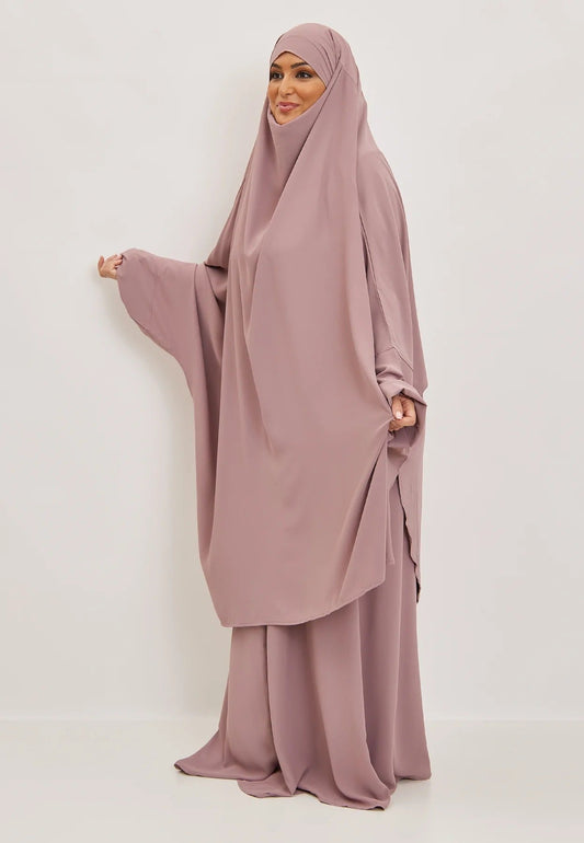 Antique Pink Premium Two Piece Medina Silk Jilbab Set-almanaar Islamic Store