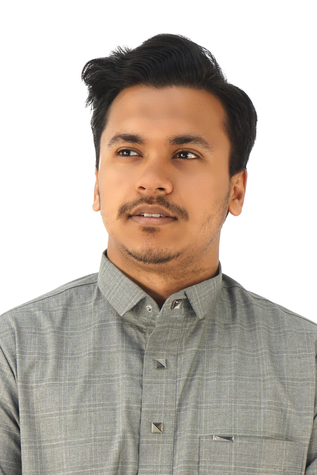 Men's Classic Ash Grey Thobe – Elegant Checkered Design - almanaar Islamic Store