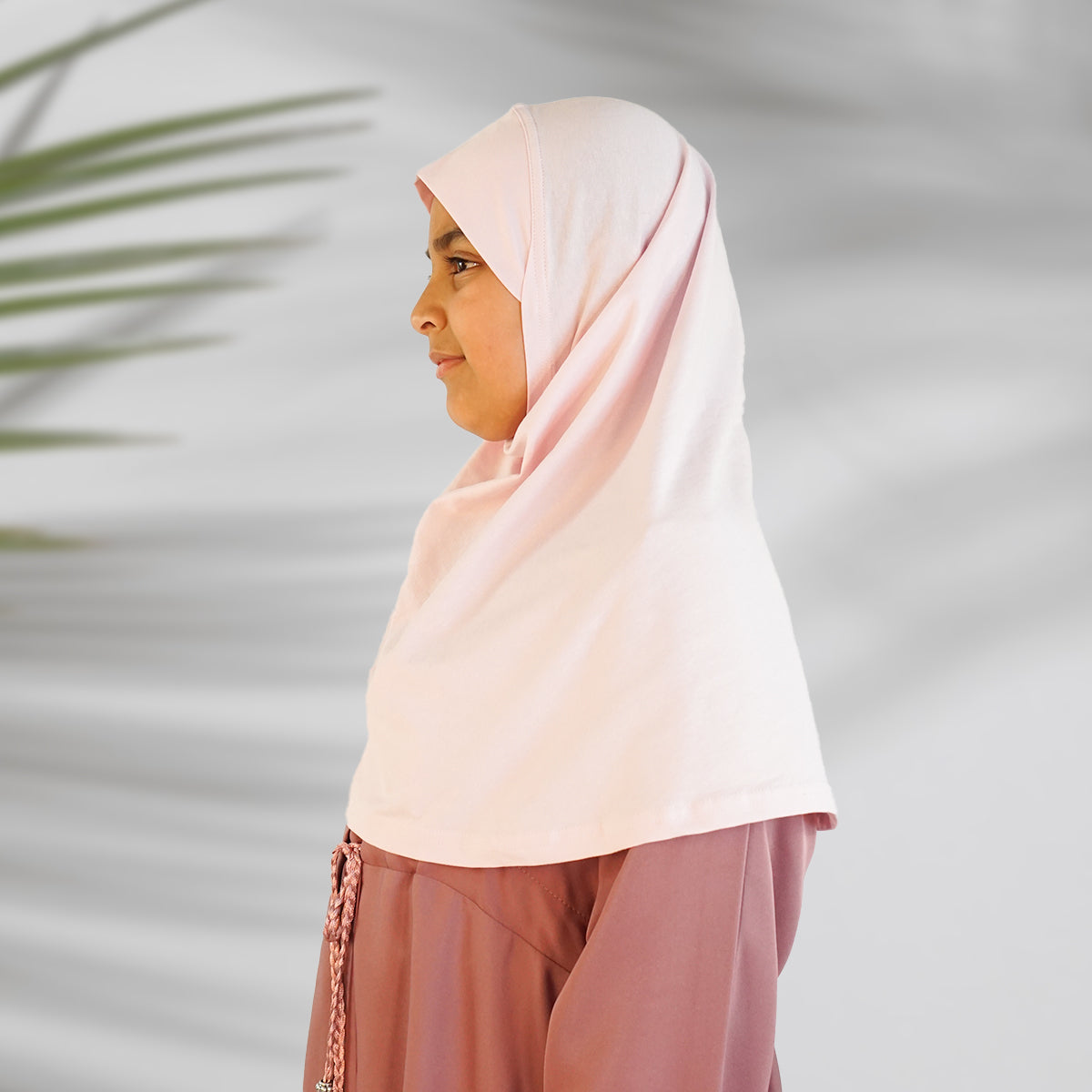 Children’s Plain Cotton Pull-On Hijab Baby Pink Almanaar