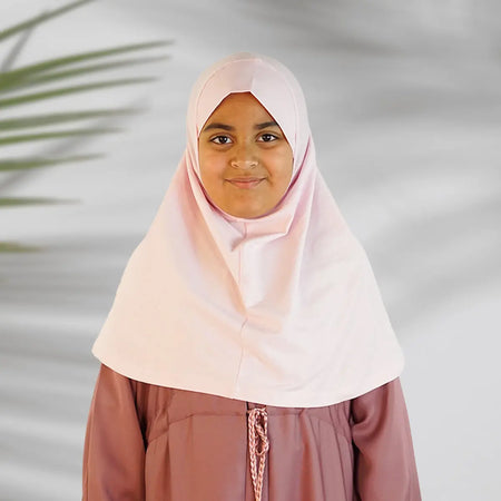 Children’s Plain Cotton Pull-On Hijab Baby Pink Almanaar